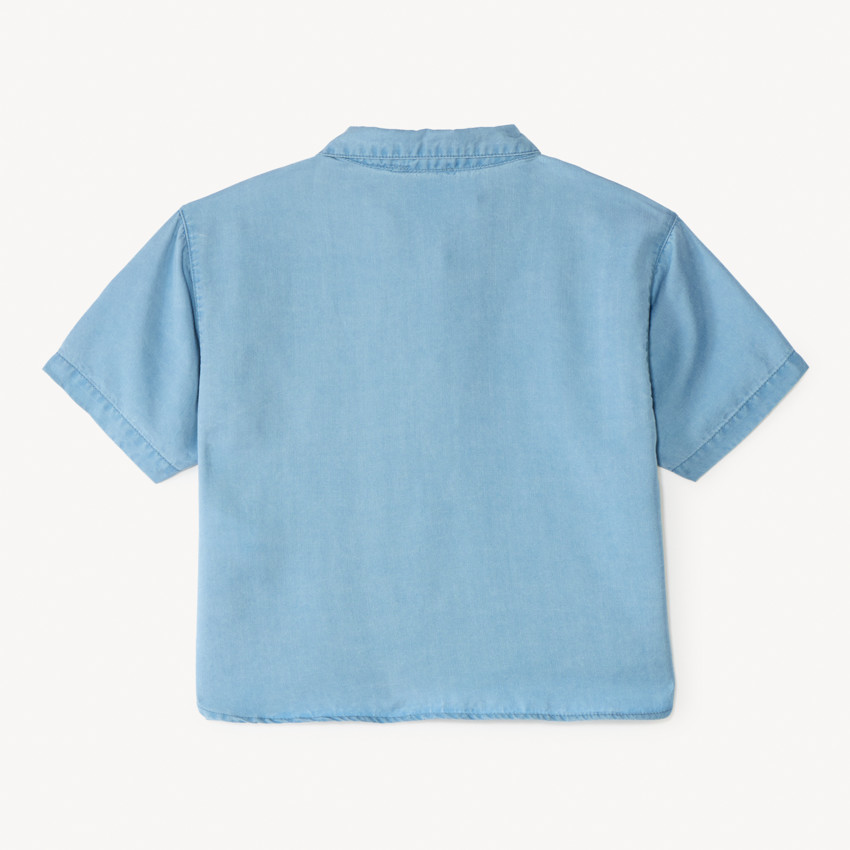 Korte mouwen blouse met gesmokte schouders en bloemen in corduroy voor meisjes 