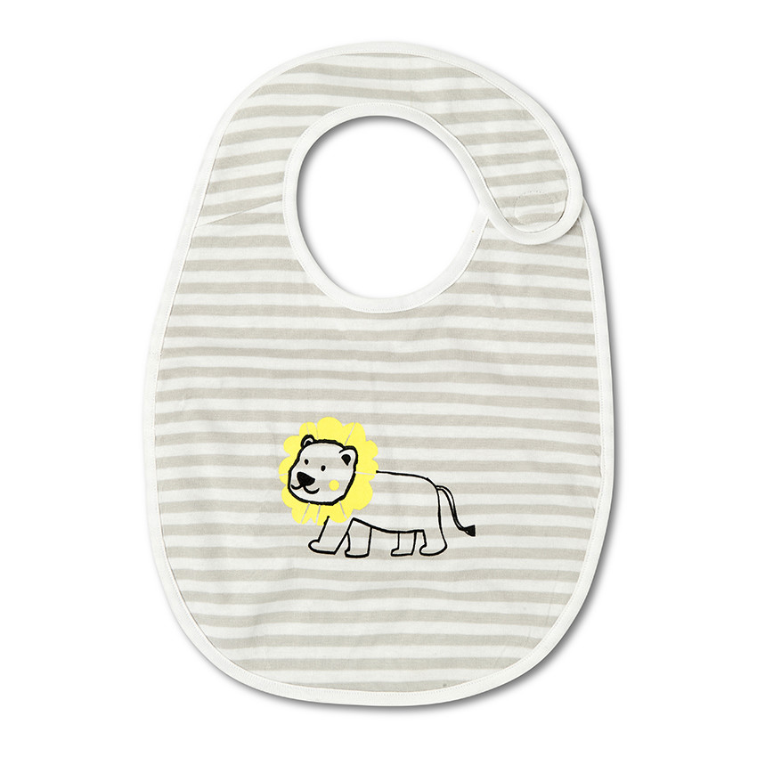 Lot de 2 bavoirs uni/rayé print animaux 