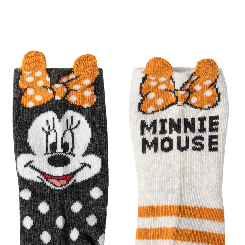 Lot de 2 paires de chaussettes à pois et rayures Minnie Disney 