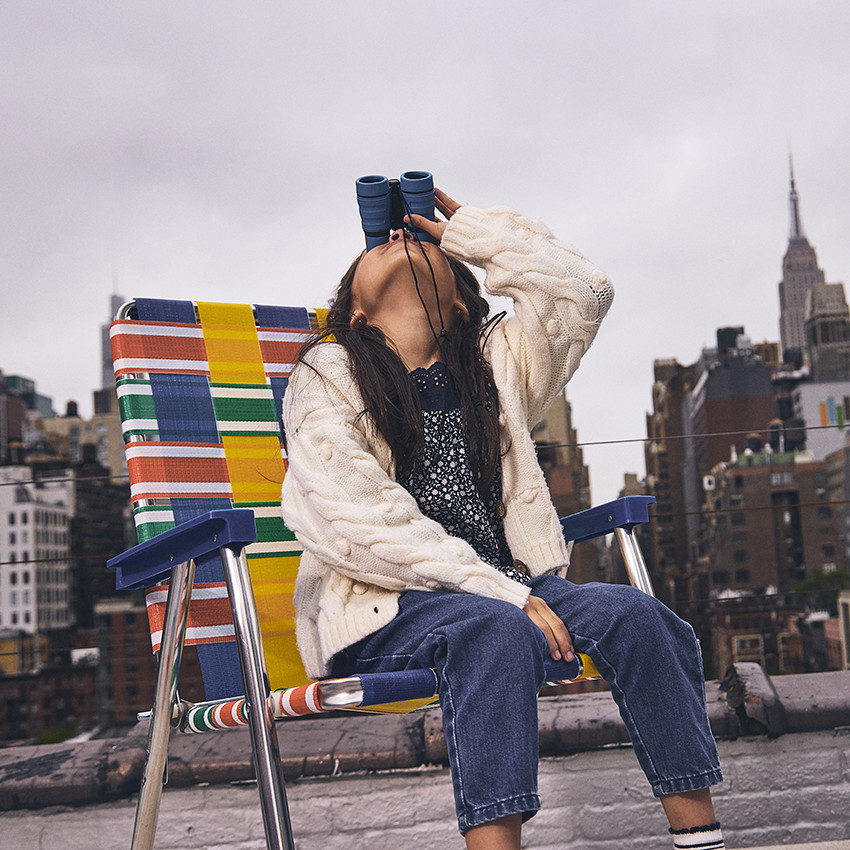 Gilet manches longues uni en tricot point de riz torsadé pour fille 