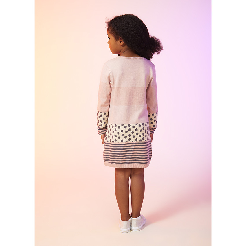 Jurk lange mouwen in tricot met geborduurde patch Minnie Disney voor meisjes 