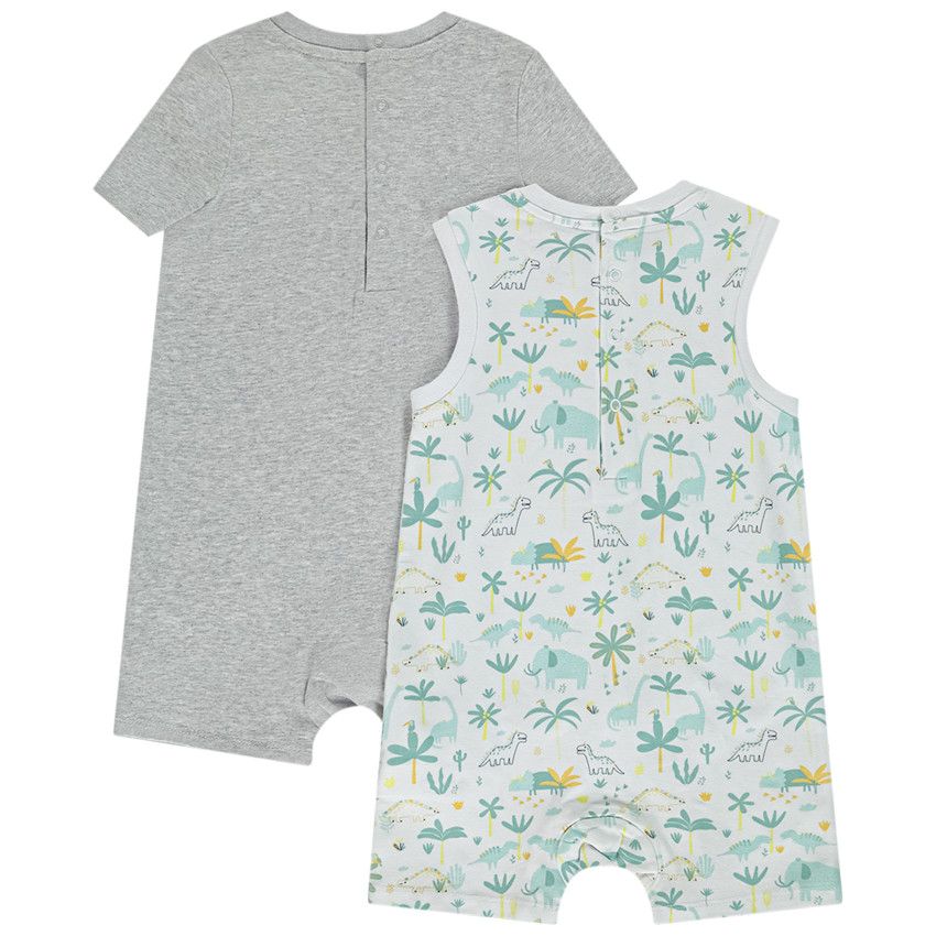 Set van 2 combishorts met dinosaurusmotieven voor baby jongen 