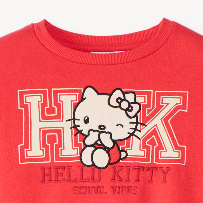 Sweatshirt meisjes oversized van fleece met Hello Kitty borduurwerk 