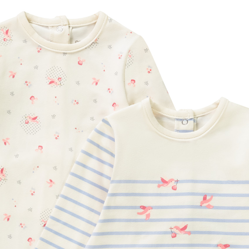 Set van 2 fantasie pyjama Vogels voor meisjes 
