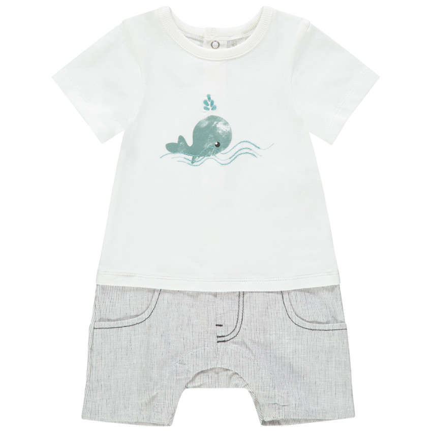 Combinaison courte effet 2 en 1 print baleine 