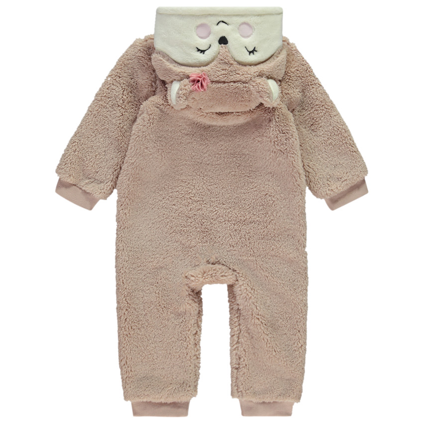 Surpyjama ludique renarde en sherpa pour bébé fille 