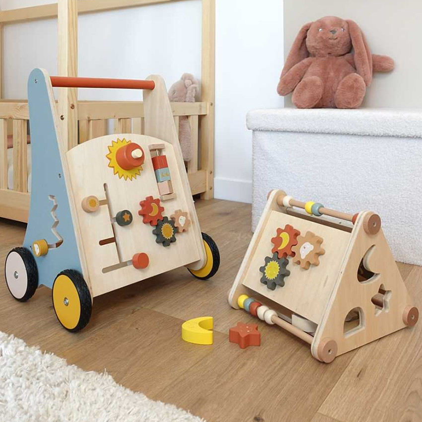 Loopwagen multi-aktiviteiten in hout - Multicolor 
