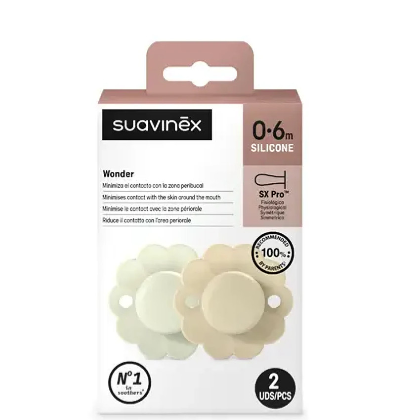 Sucette Wonder silicone Almost Aqua/Whitecape Grey 0/6M 2pcs 