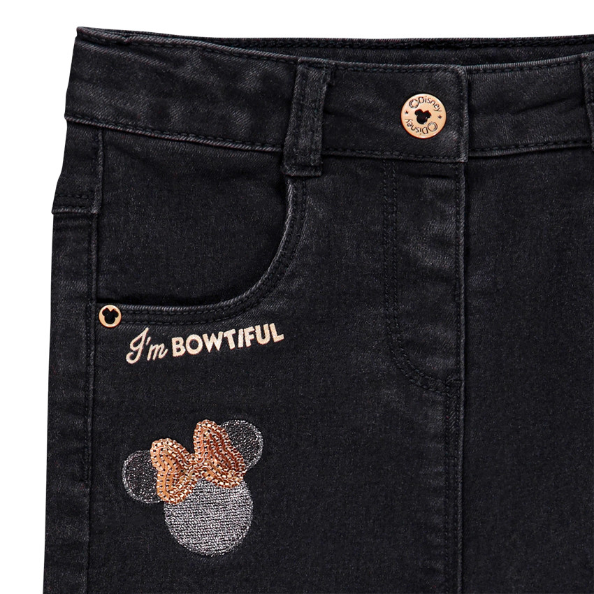 Jean noir pour bébé fille badge Minnie Disney 