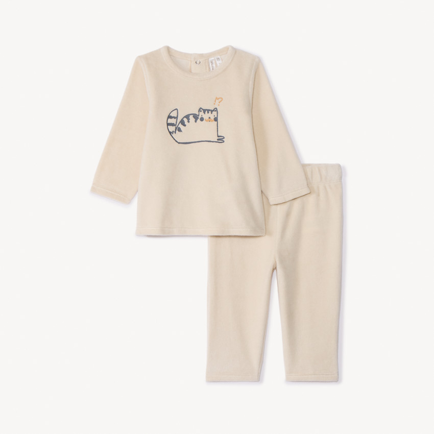 Set pyjama 2 pièces en velours fantaisie pour bébé  