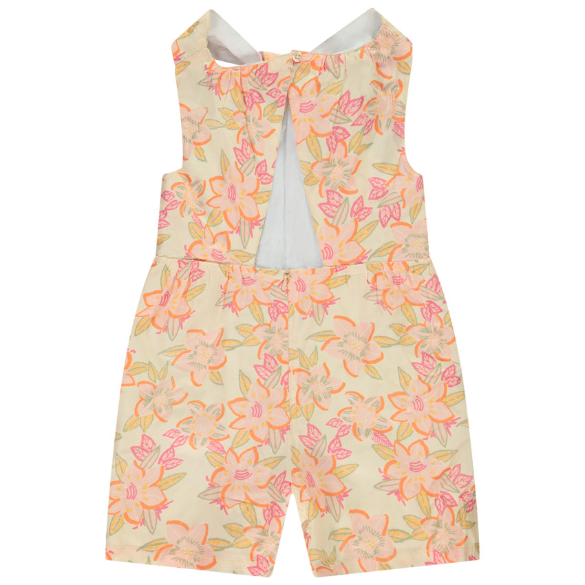 Combishort à col twisté imprimé floral pour fille 
