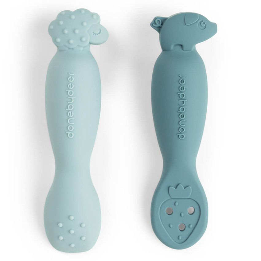 Set van 2 lepels voor leren Tiny Farm Blauw 