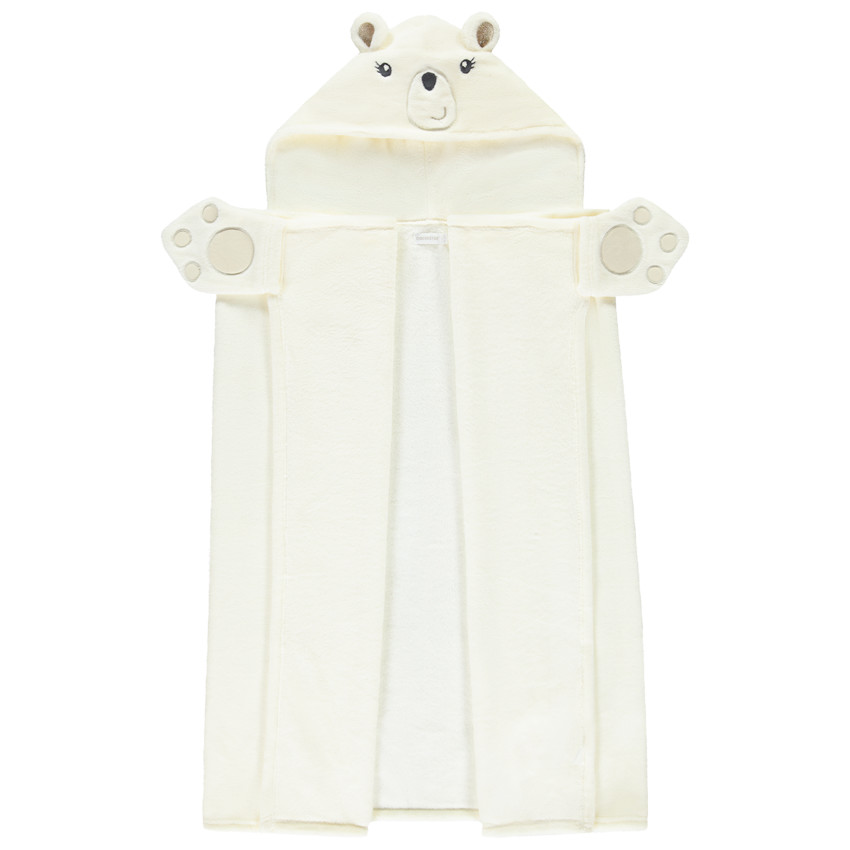 Plaid ludique à capuche ours polaire en sherpa pour enfant 