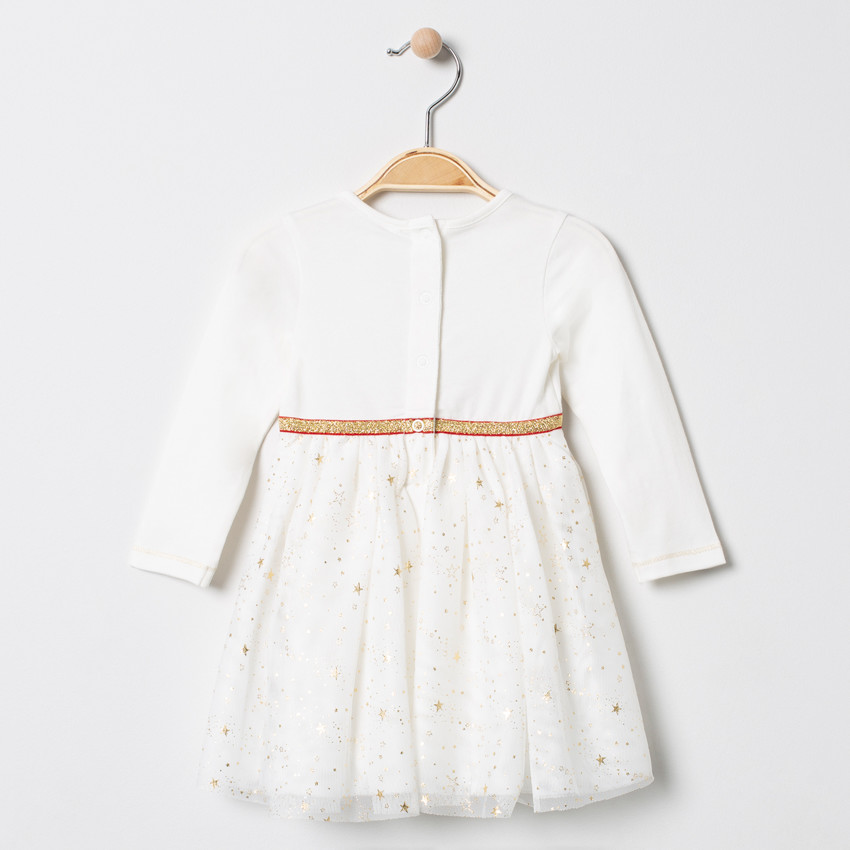 Robe de fêtes manches longues à tulle étoilé 