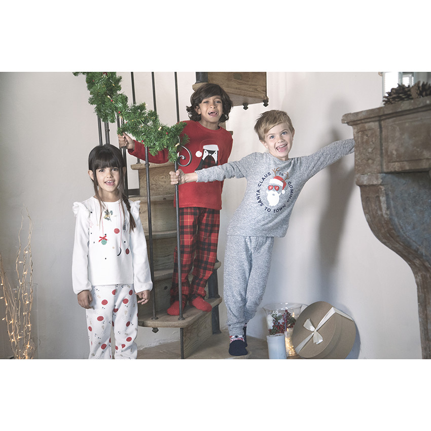 Pyjama en jersey épais print père Noël pour enfant garçon 