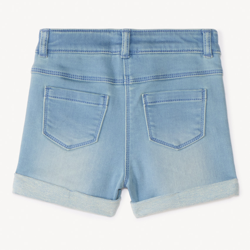 Short effet jean à poche cœur pour bébé fille 