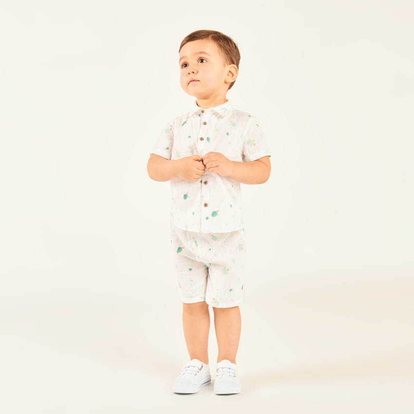 Ensemble 2 pièces chemise + short imprimé tortues pour bébé garçon 