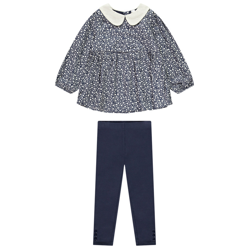 Twee-delige set met bloemenprint tuniek voor meisjes 