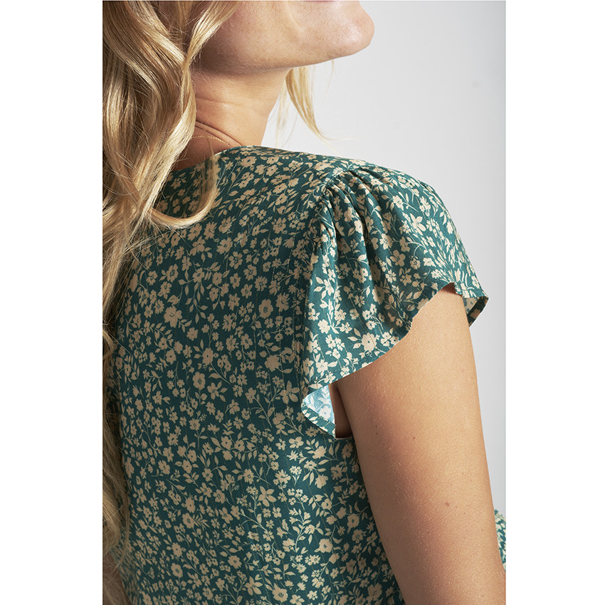 Robe de grossesse manches courtes à fleurs 