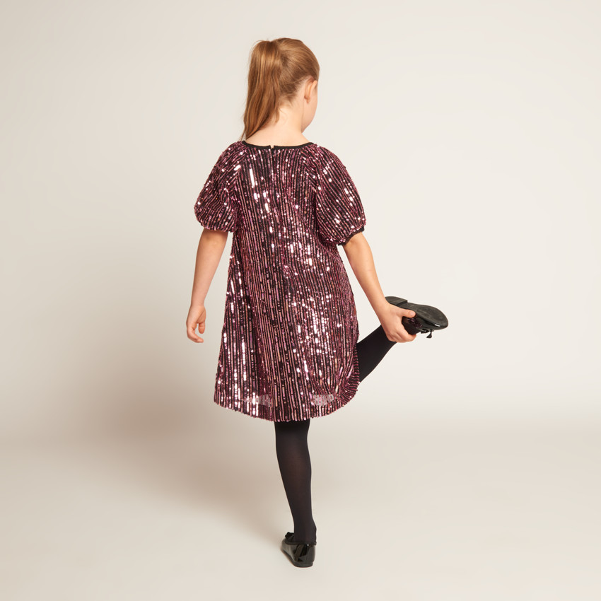 Robe de fête en sequins rose fille 
