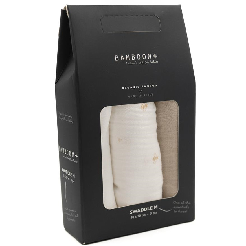 Lot de 3 langes en mousseline - Famr Buddies/Light Sand/Off White/Almond - 70x70 cm 