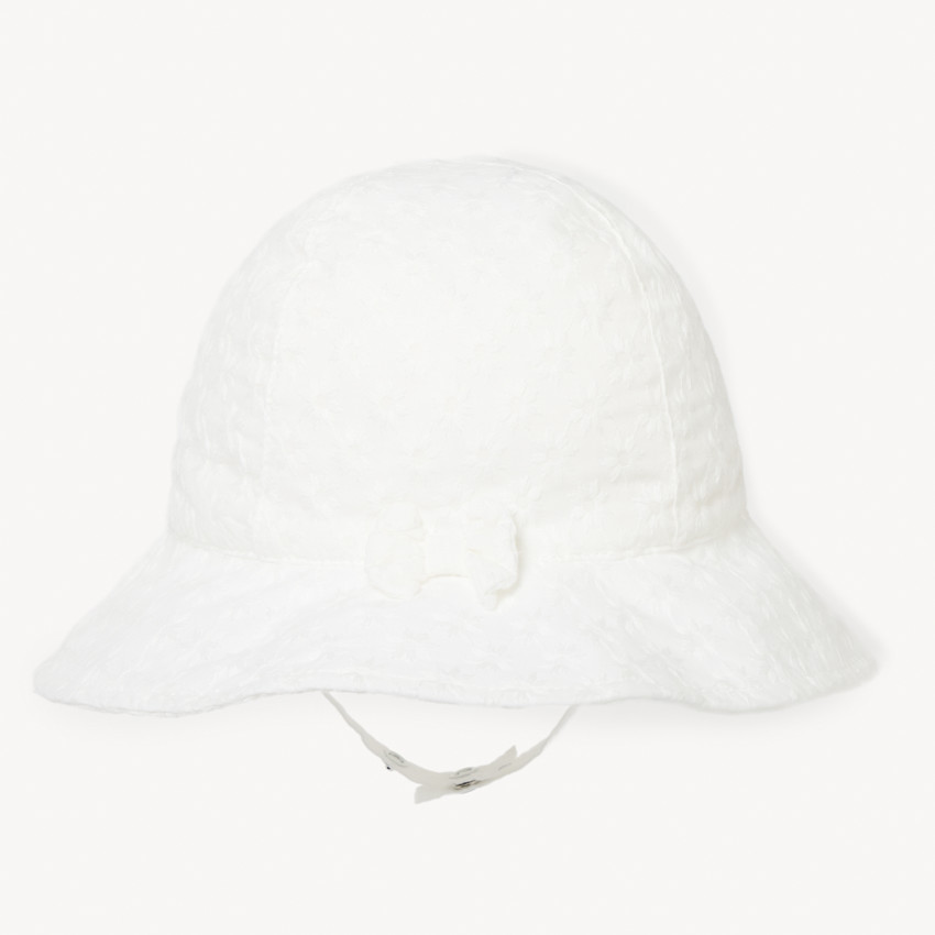 Charlotte en broderie anglaise avec nœud pour bébé fille 