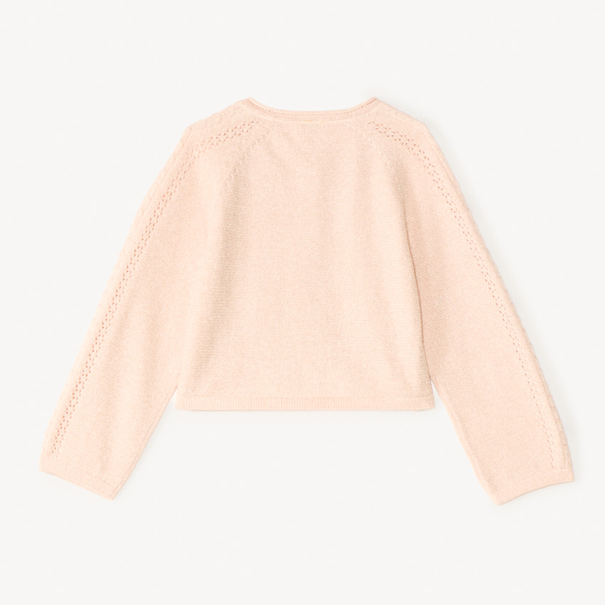 Boléro met lange mouwen van gehaakt materiaal en metallic garen voor meisjesbaby's 