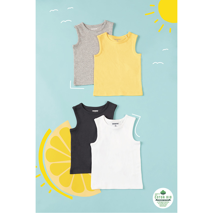 Lot de 2 débardeurs en coton unis pour bébé garçon 
