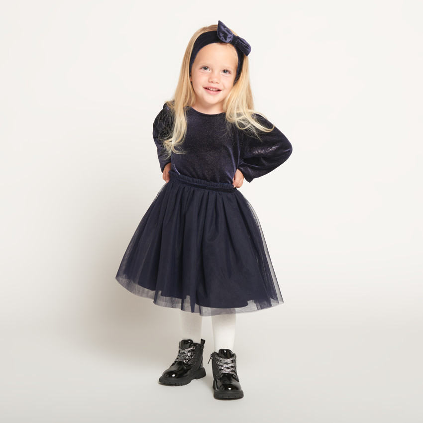 Feestjurk met lange mouwen 2-in-1 effect + hoofdband voor babymeisjes 