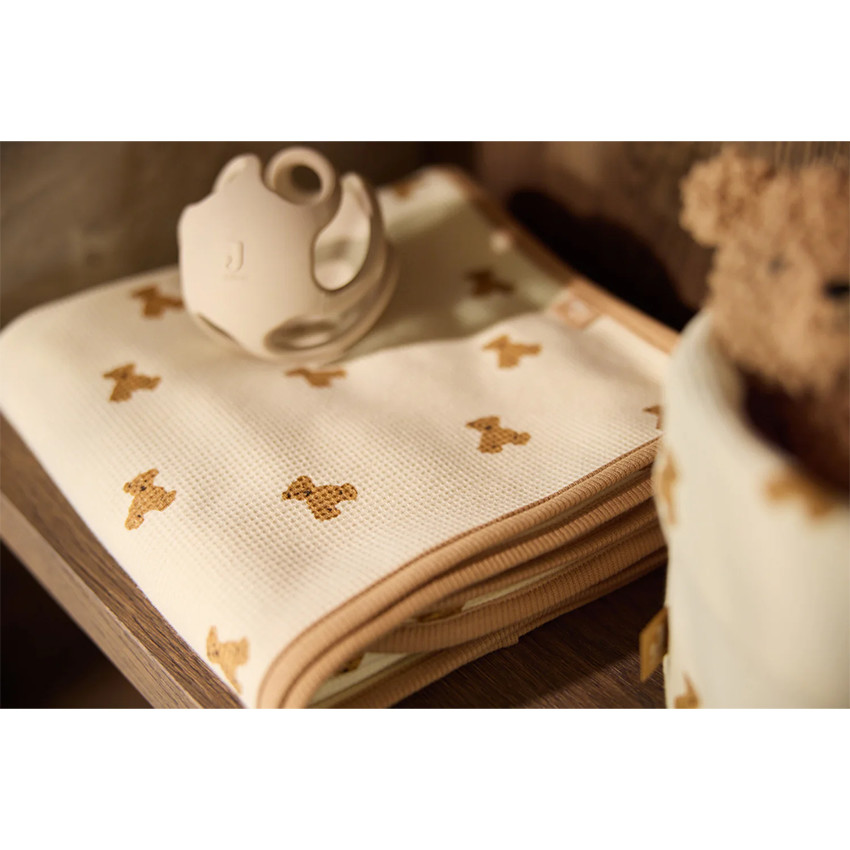 Deken wieg 75x100cm Waffle Mini Teddy Bear 