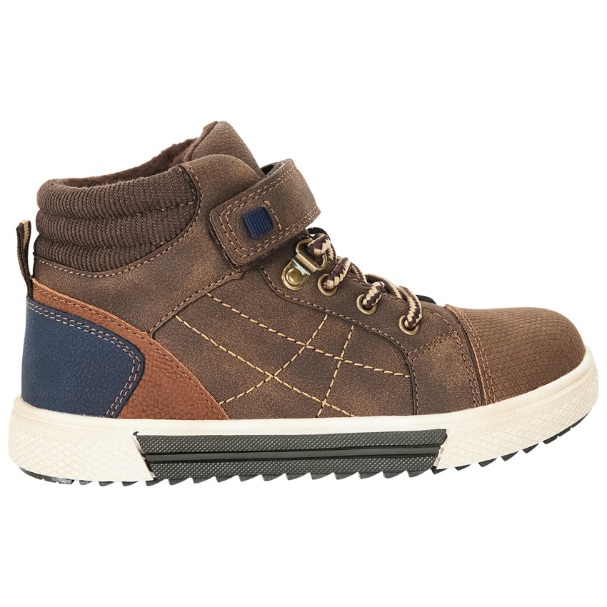 Bottillons marron avec scratch et lacets pour garçon 