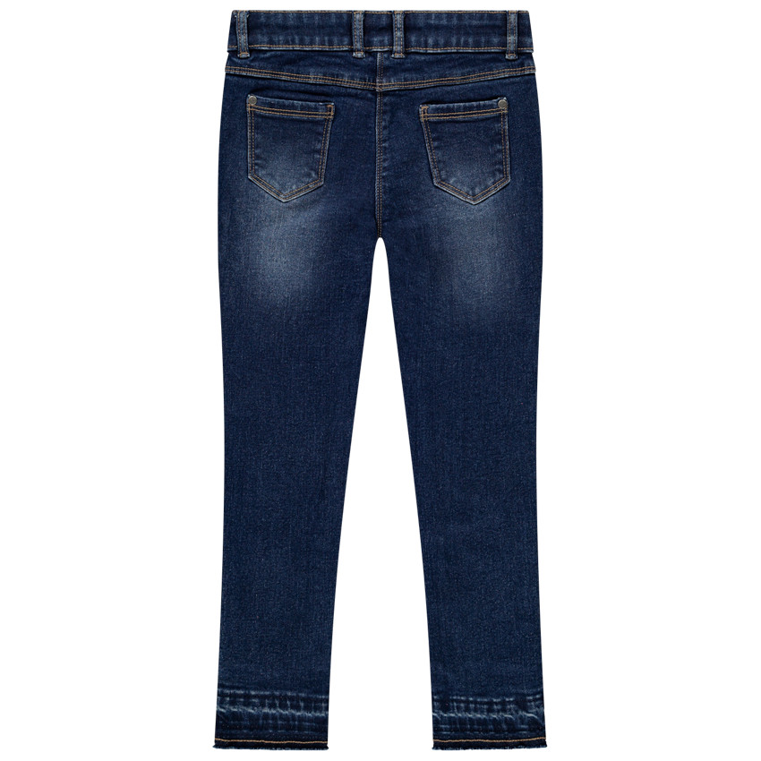 Jean slim à fleurs brodées pour enfant fille 