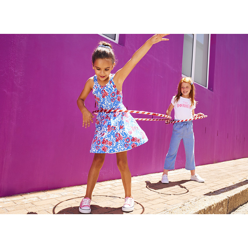 Pantalon large coupe paper bag avec nœud fille 