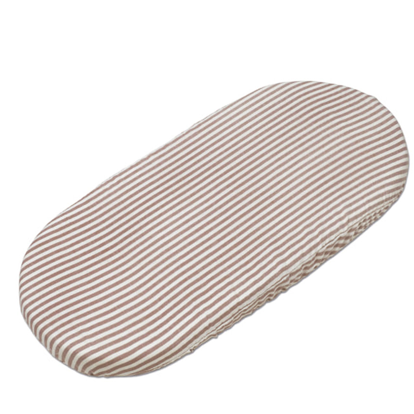 Drap housse nacelle Rayures + Lange mousseline Praliné Vichy Moka 