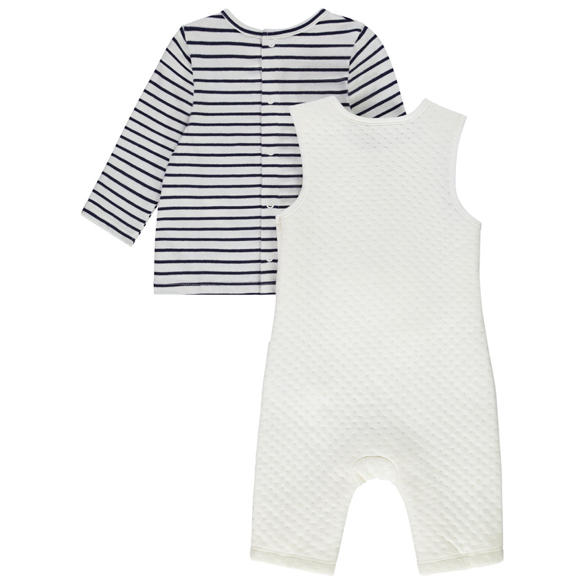 Ensemble en jersey salopette + t-shirt à rayures pour bébé 