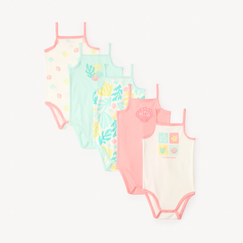 Set van 5 tanktops met strandmotieven voor babymeisjes 