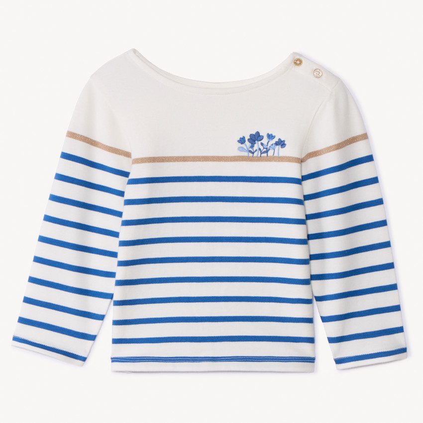 T-shirt manches longues marinière pour bébé fille 