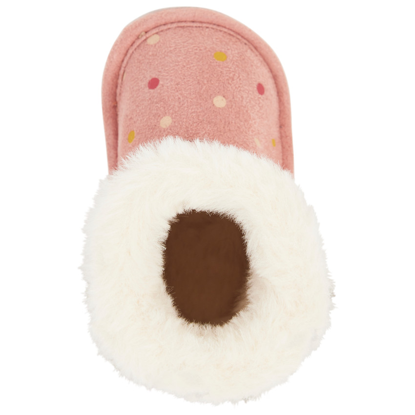 Bottines souples à fausse fourrure et imprimé pois pour bébé fille 