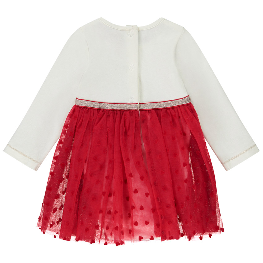 Jurk body 2-in-1 effect in tule met harten voor baby meisjes 