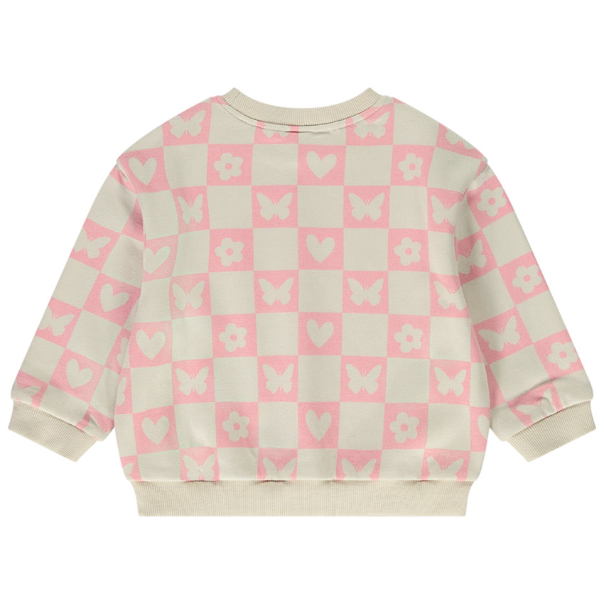 Oversize sweatshirt in fleece met damier print voor baby meisjes 
