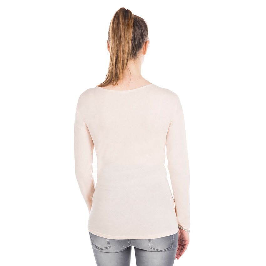 Langarmige zwangerschapst-shirt van twee materialen in effen kleur 