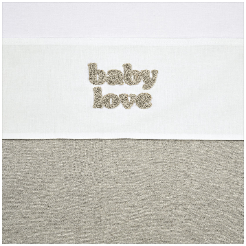 Drap berceau appliqué "Baby love" 75x100 Sand Melange 