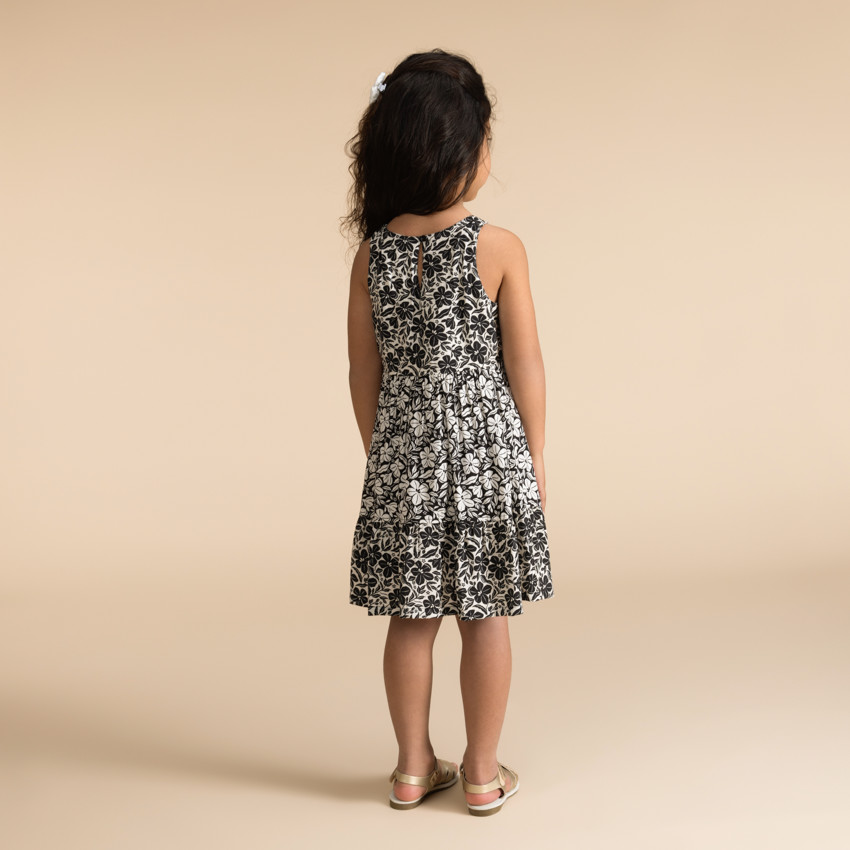 Mouwloze jurk met hibiscusprint voor meisjes 