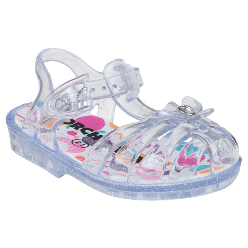 Nu-pieds plage en plastique transparent à paillettes 