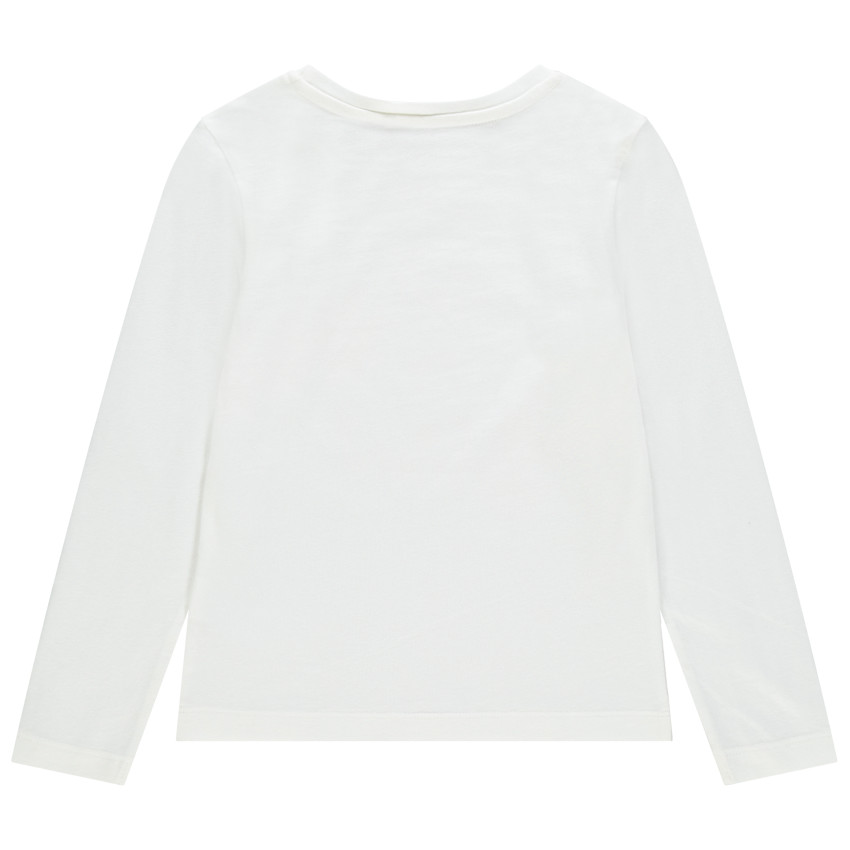 T-shirt in biokatoen met lange mouwen en tekst voor meisjes 