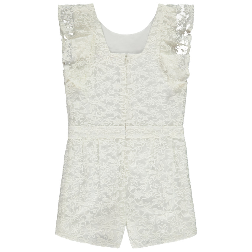 Combinaison courte de cérémonie en organza brodé pour fille 