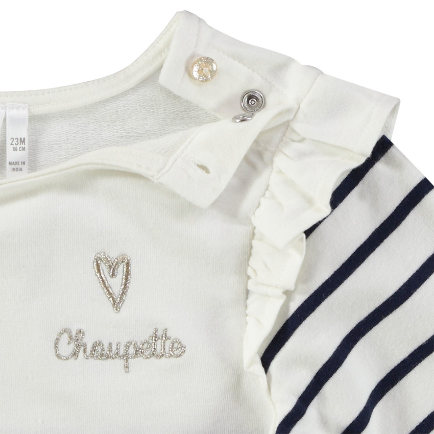 T-shirt manches longues esprit marinière pour bébé fille 