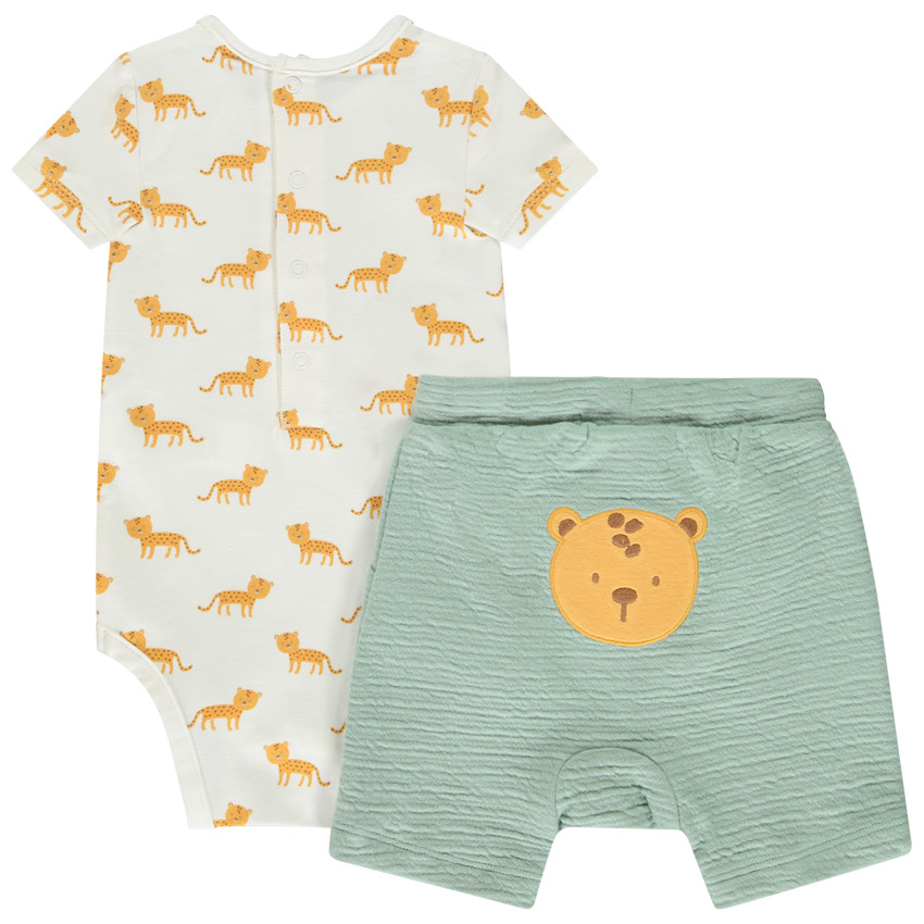 Ensemble 2 pièces avec body imprimé léopards pour bébé garçon 