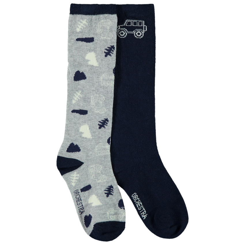 Lot de 2 paires de chaussettes hautes fantaisie pour garçon 