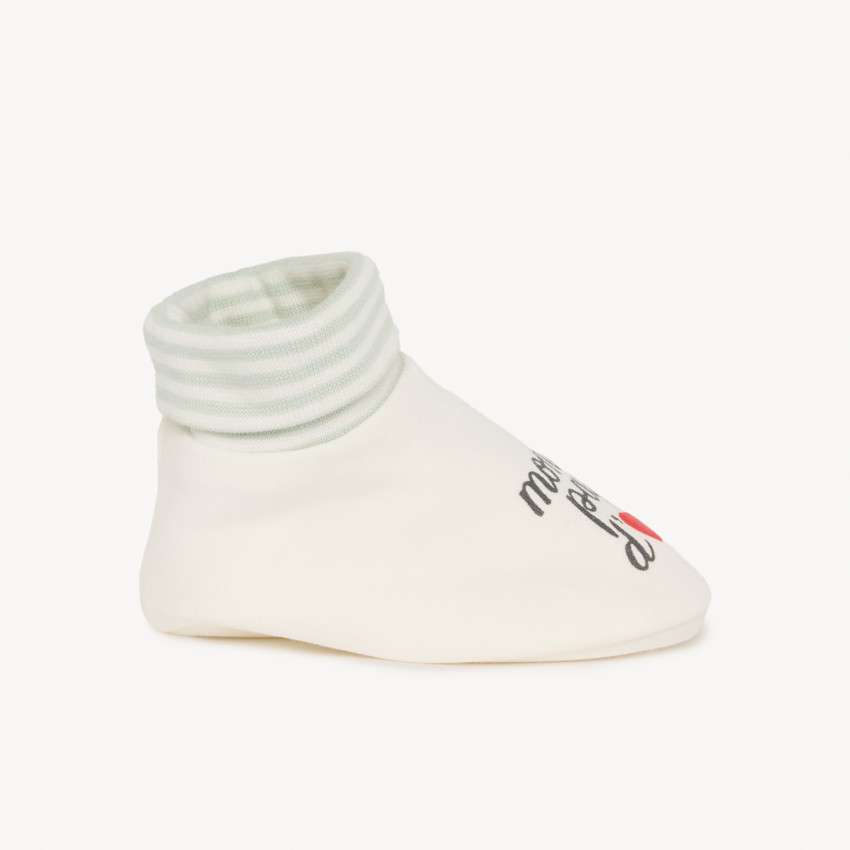 Pantoffels met print "Mijn lief papa/Mijn lief mama" voor baby 